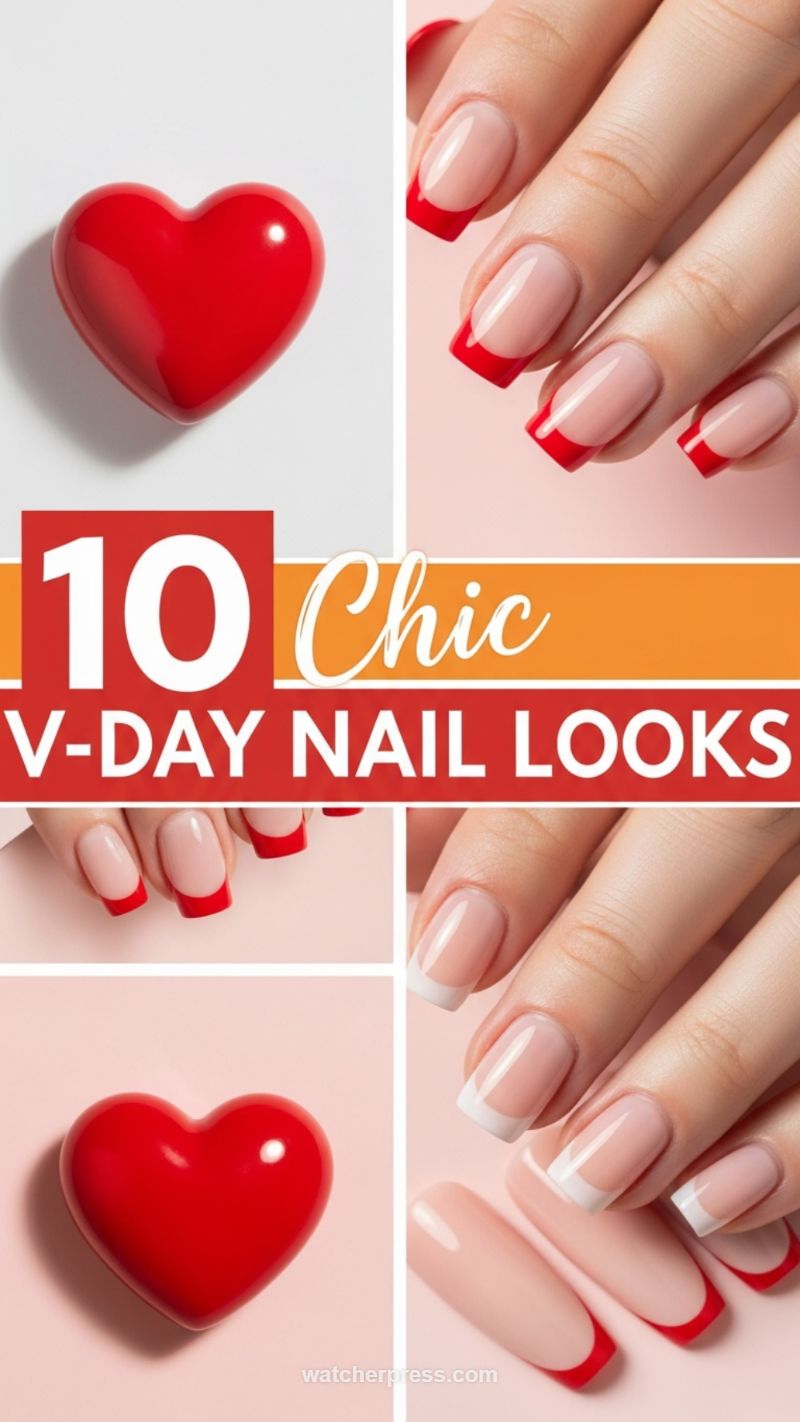 1. 10 Chic V-Day Nail Looks: The Classic Red French Tip