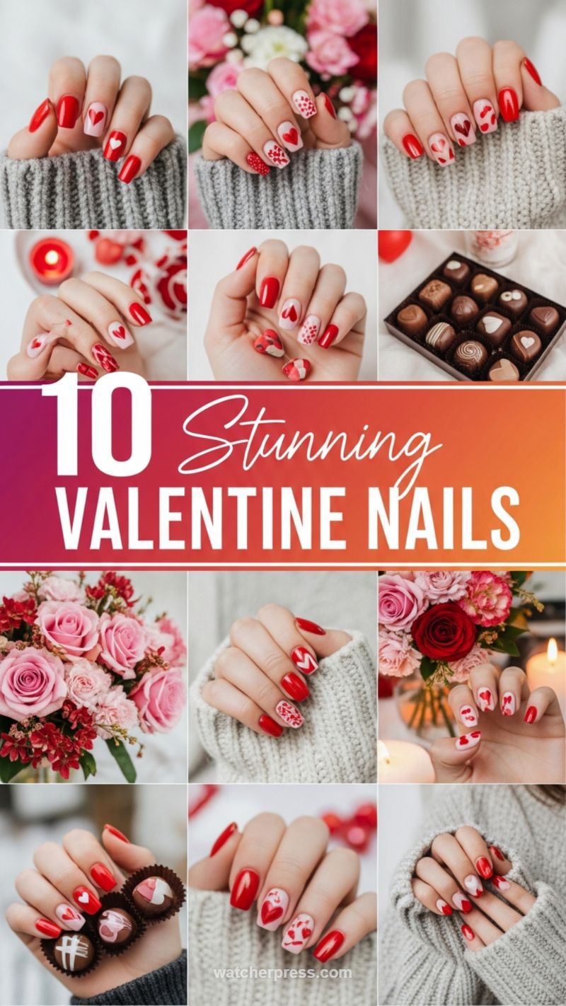 1. Classic Red with White Heart Accents