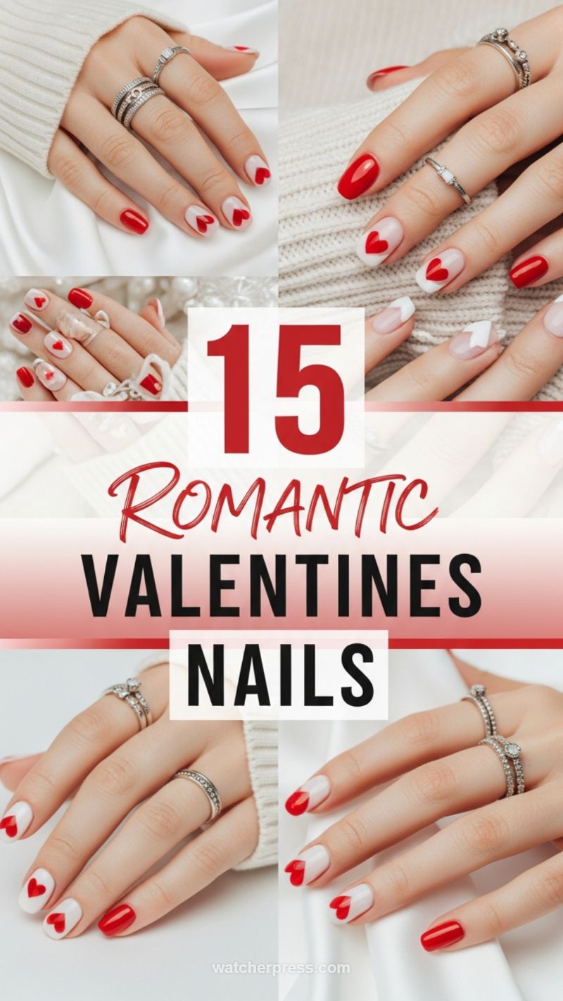 1. Classic Romantic Red and White Heart Tips