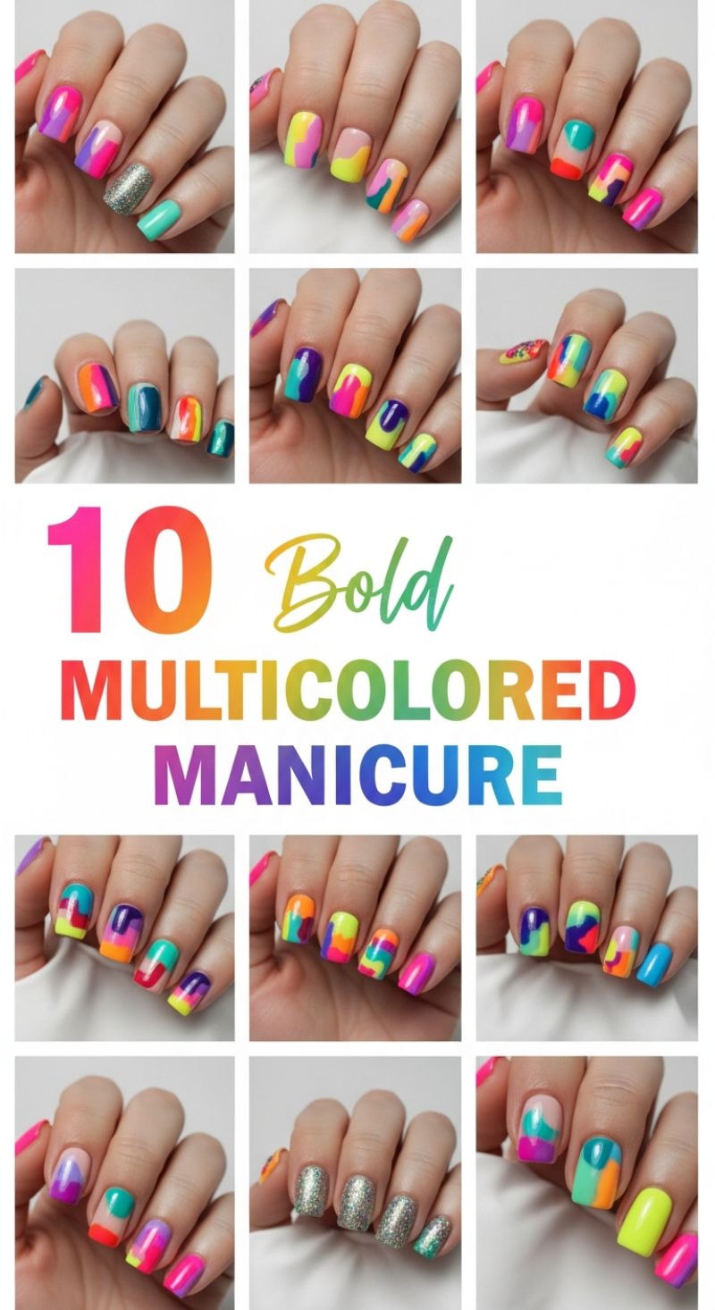 10 Bold Multicolored Manicure