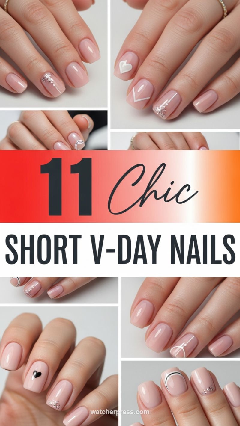 10. Chic and Subtle Short V-Day Nails