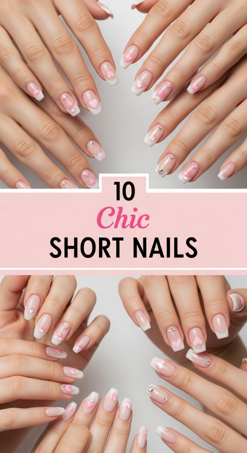 10 Chic SHORT NAILS: Sweetheart French Manicure Design
