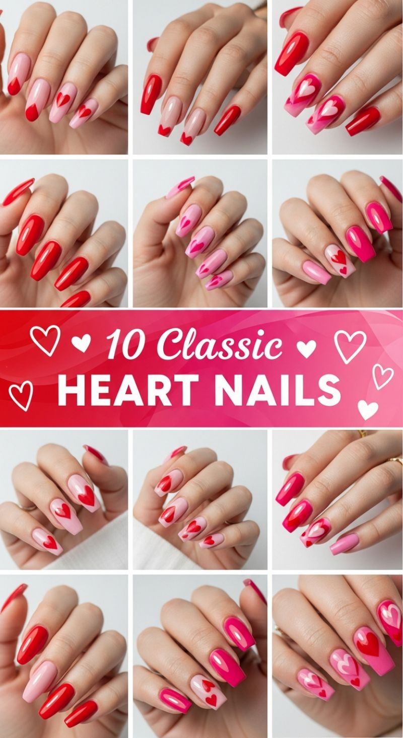 10 Classic HEART NAILS