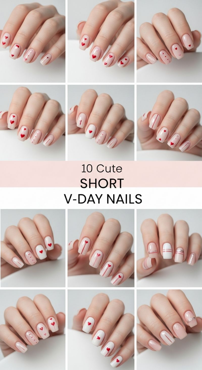 10 Cute SHORT V-DAY NAILS