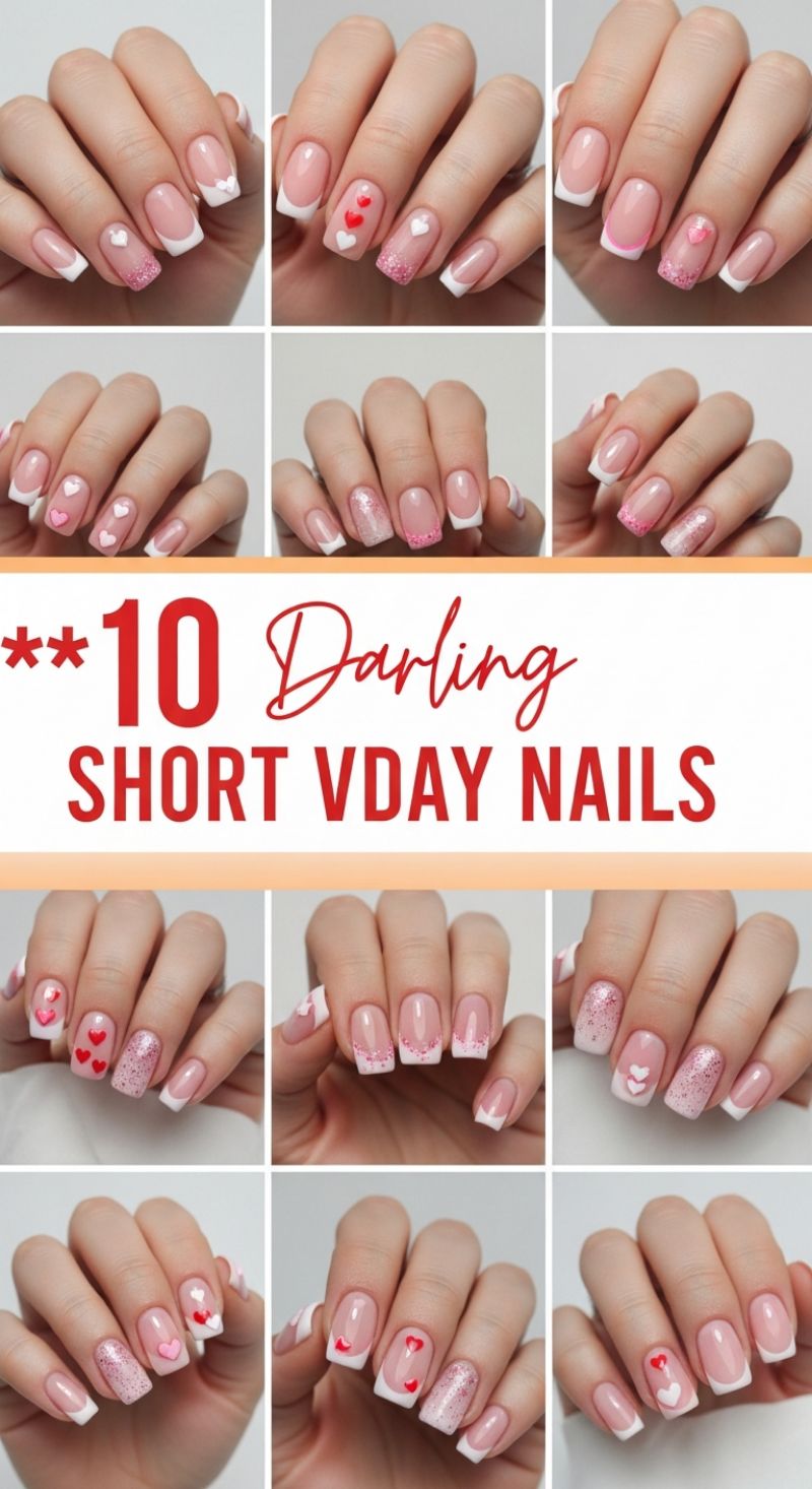 10 Darling Short V-Day Nails: The Ultimate French Tip Heart Collection