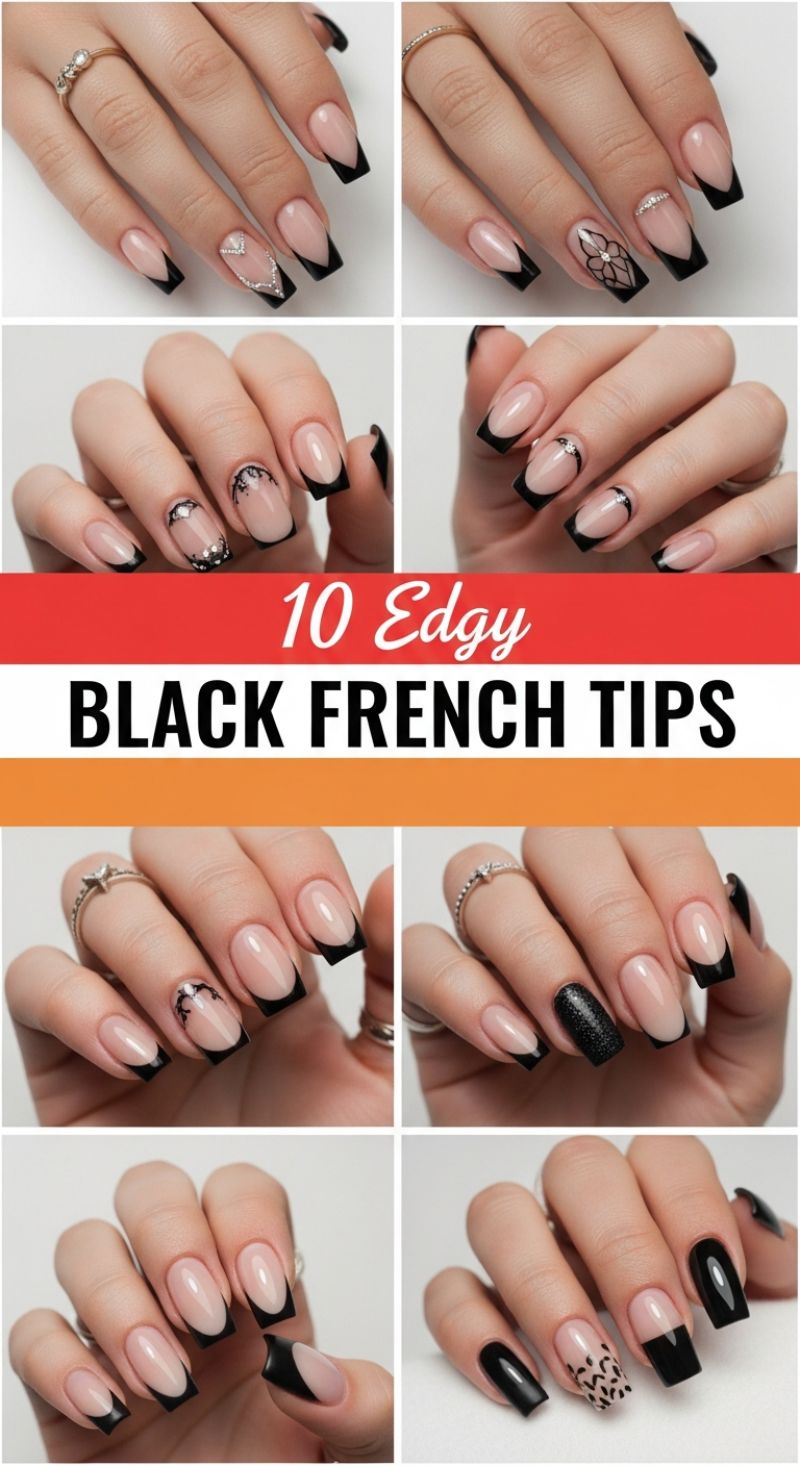 10 Edgy BLACK FRENCH TIPS
