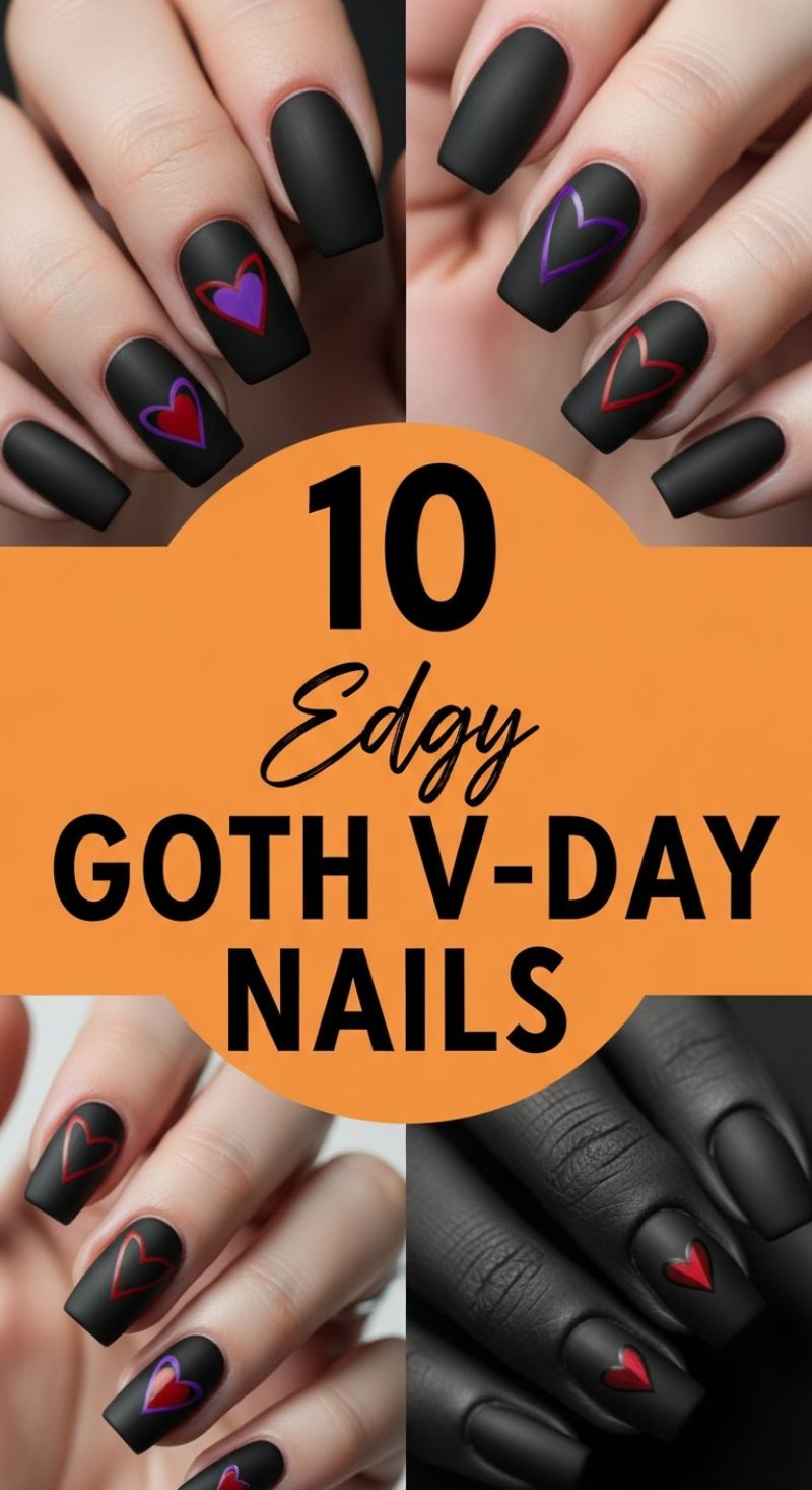 10 Edgy Goth V-Day Nails