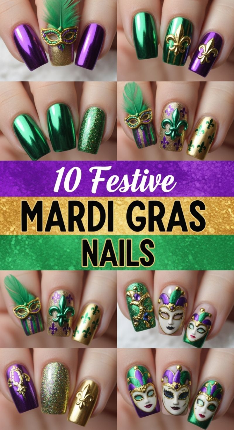 10 Festive Mardi Gras Nails