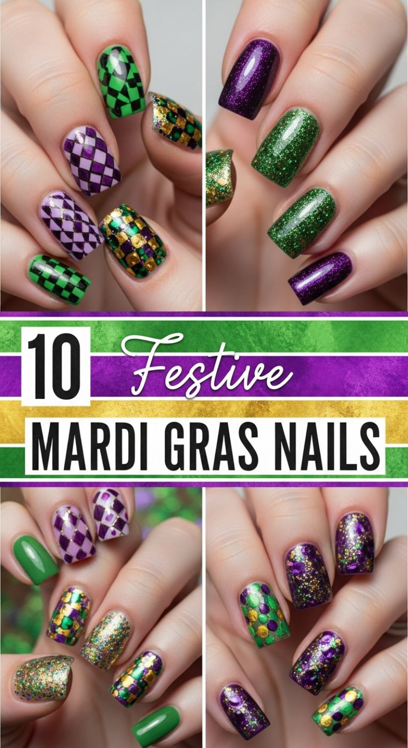 10 Festive Mardi Gras Nails