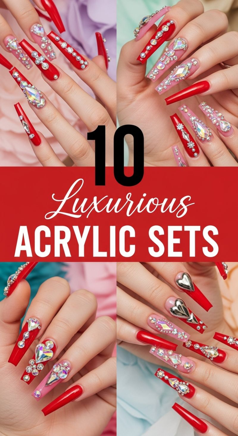 10 Luxurious Acrylic Sets: Mastering the Art of Opulent Bling Nails