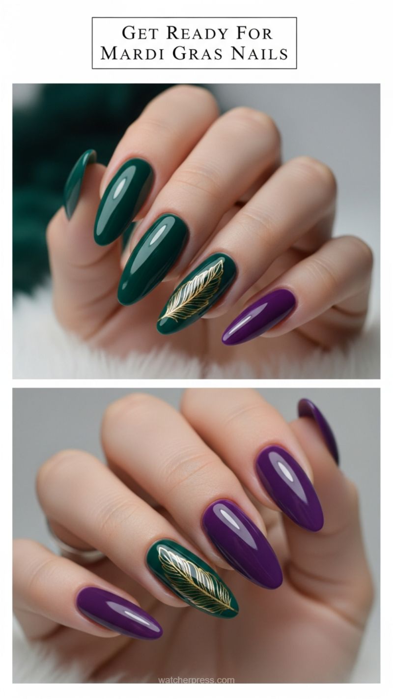 11. Elegant Mardi Gras Feather Accents