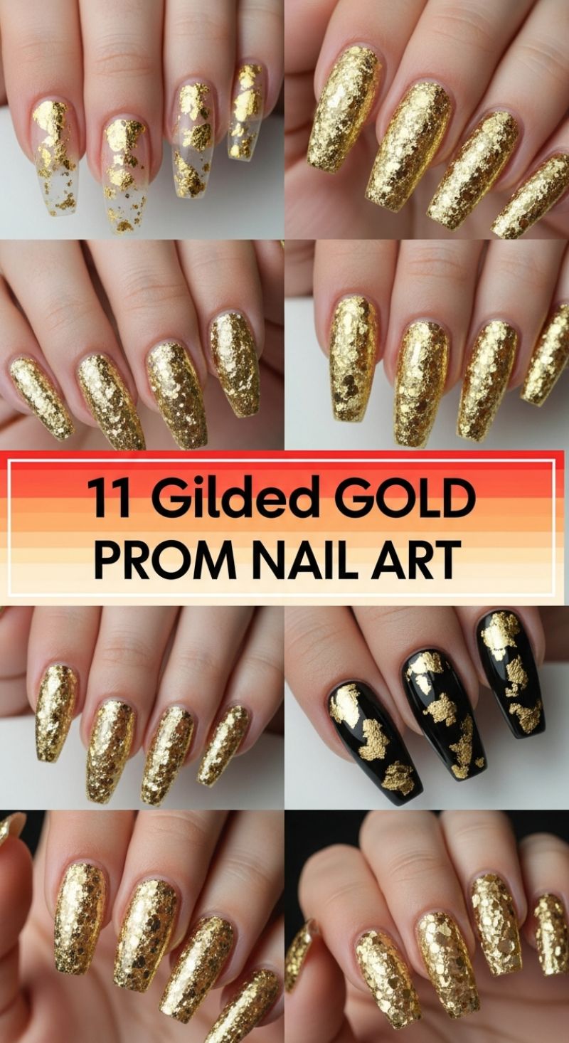 11 Gilded Gold Prom Nail Art