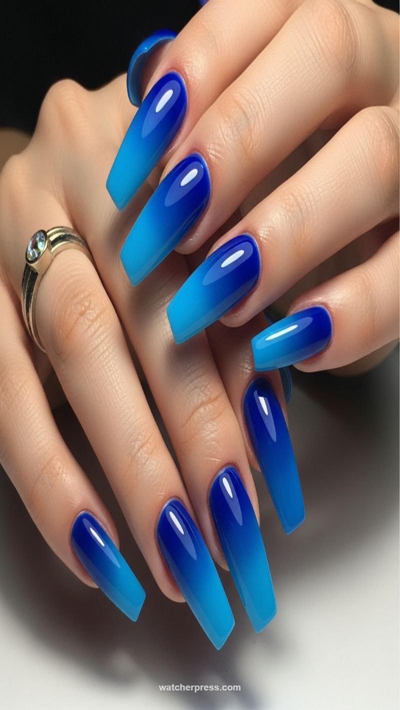 11. High-Gloss Blue Ombre