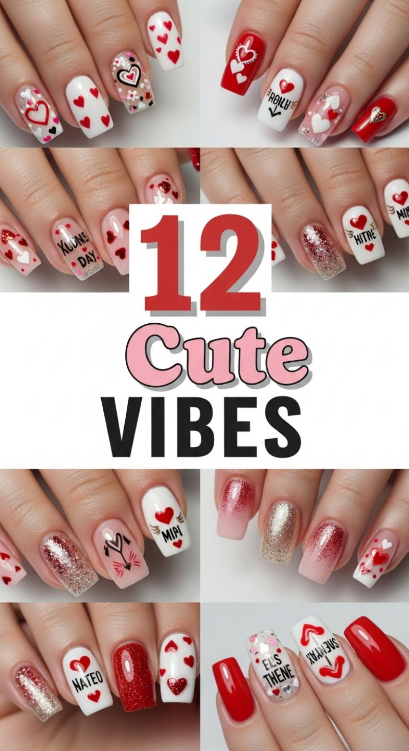 12 Cute Vibes: Adorable Valentine's Day Nail Designs