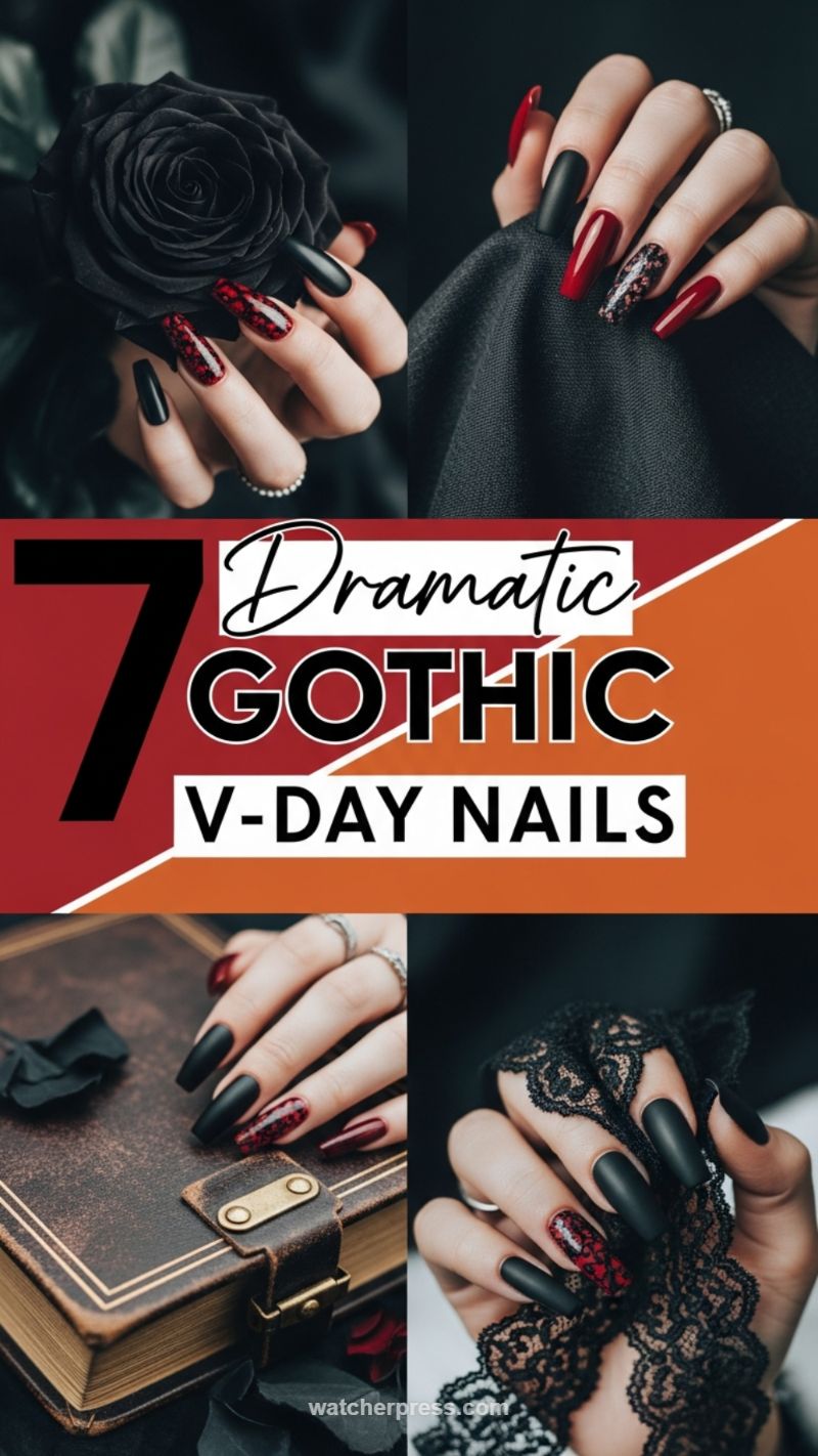 12. Dramatic Gothic V-Day: Matte Black & Red Leopard Print