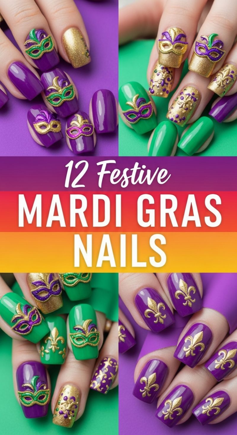 12 Festive Mardi Gras Nails
