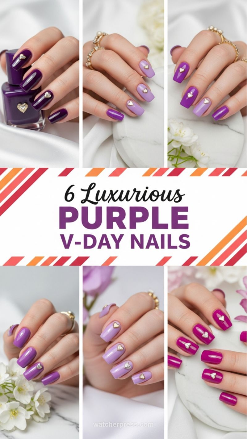 12. Luxurious Purple V-Day Manicures