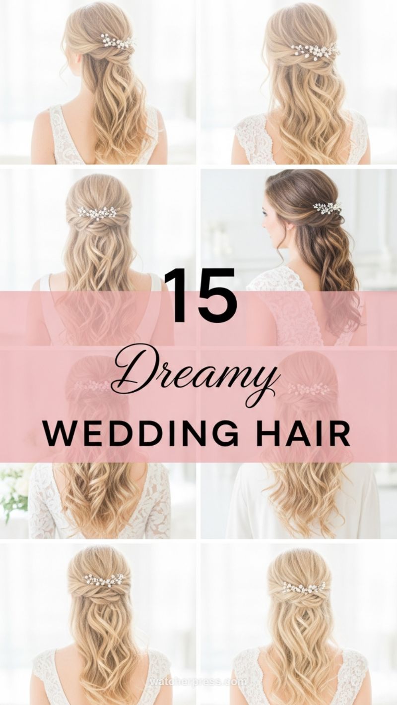 13. Dreamy Half-Up Wedding Hair (15 Dreamy Wedding Hair)