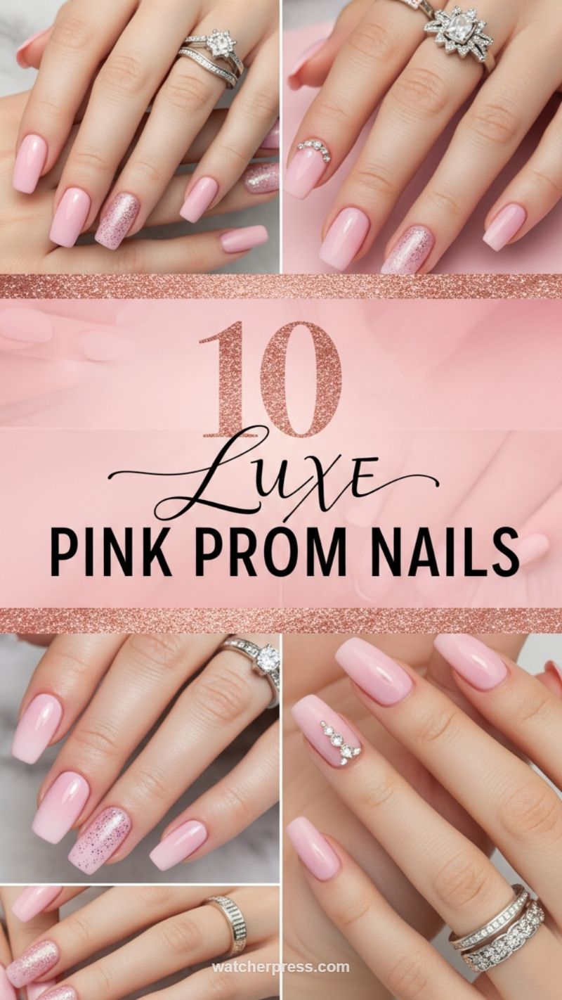 13. Luxe Soft Pink Prom and Bridal Nails