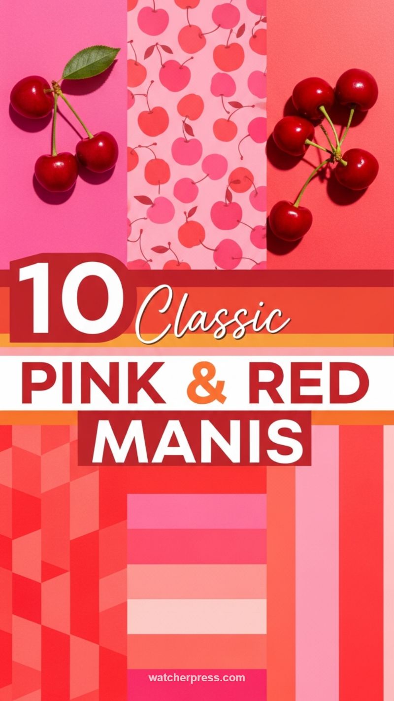 14. 10 Classic Pink & Red Manis: Color Blocking and Contrast