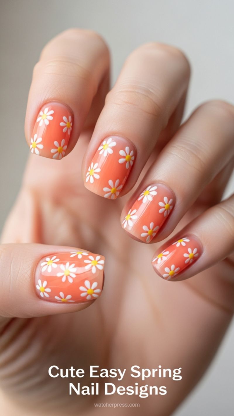 14. Daisy Pattern on Ombre Base