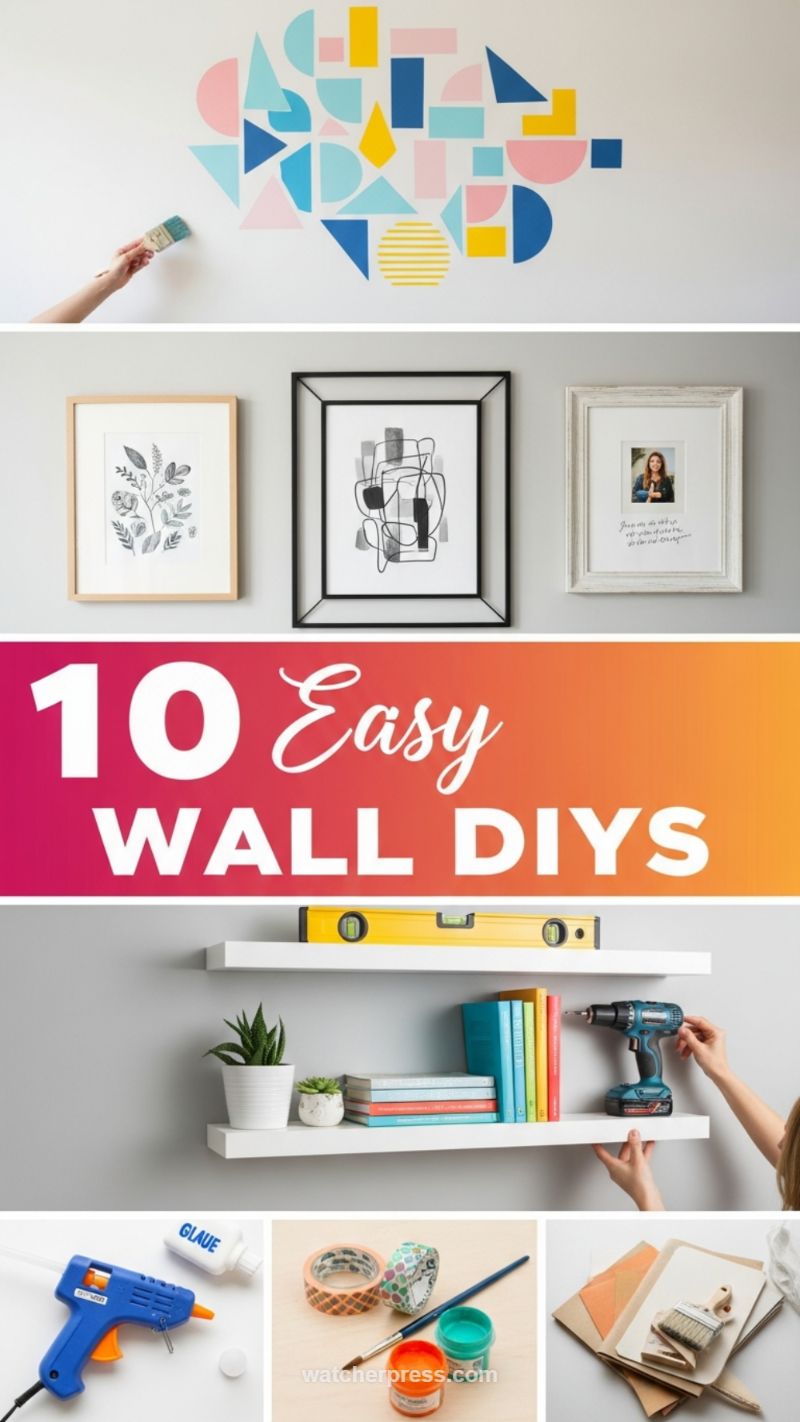 14. Easy Wall DIYs: Floating Shelves and Geometric Paint