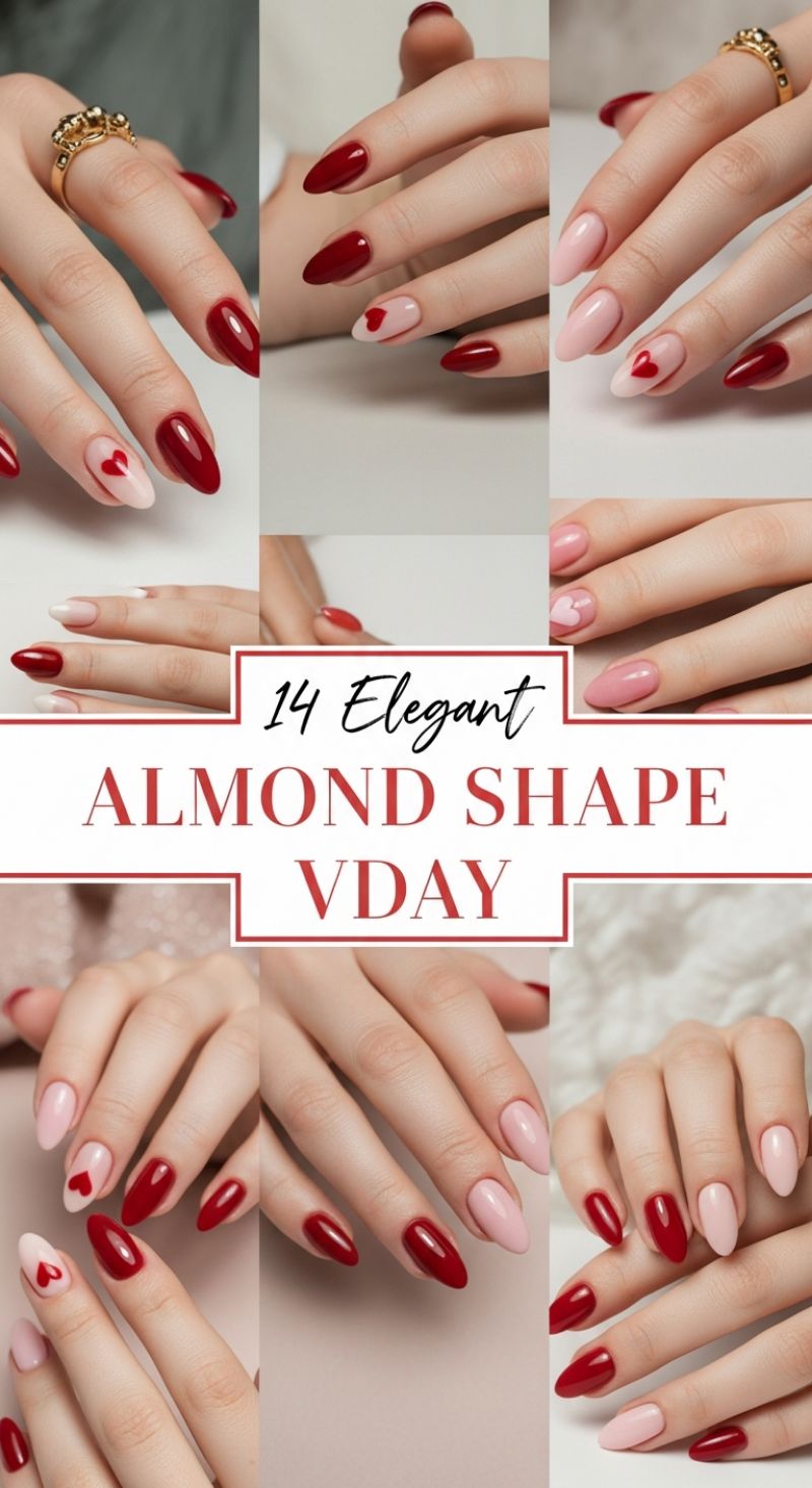 14 Elegant Almond Shape V-Day Nail Designs