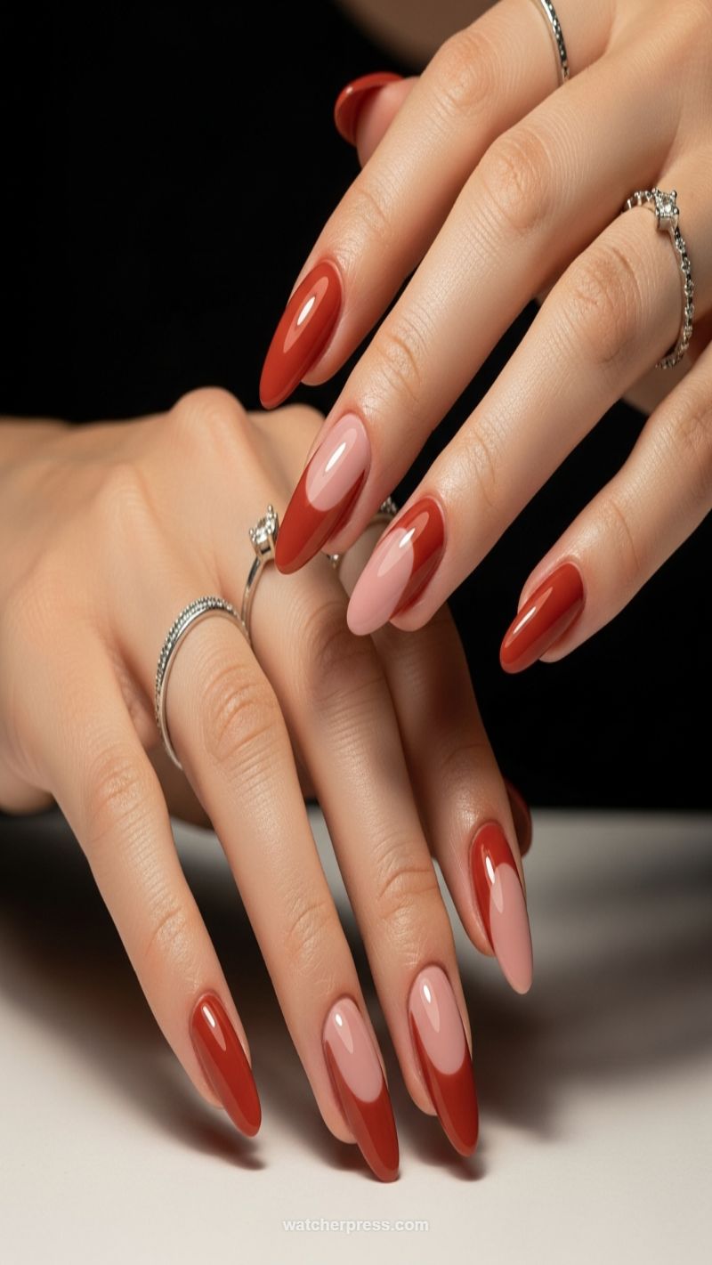 14. Retro Rust and Nude Reverse French