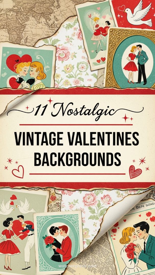 #14: Retro Sweetheart Collage - Vintage Valentines Background