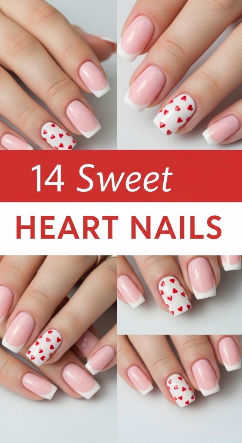 14 Sweet Heart Nails: The Classic French Manicure Meets Romantic Accents