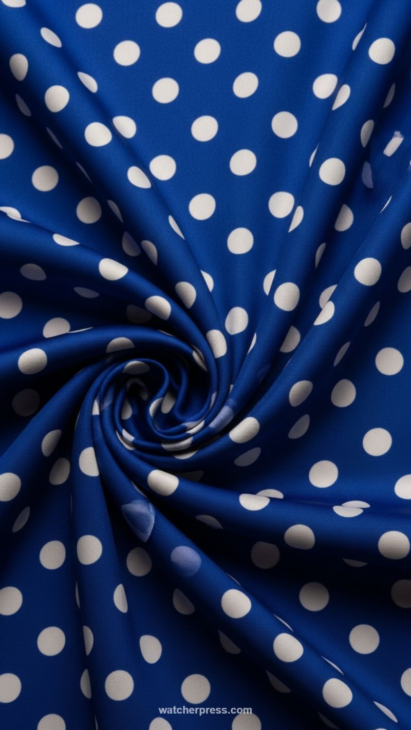 14. Swirling Blue Polka Dot Fabric
