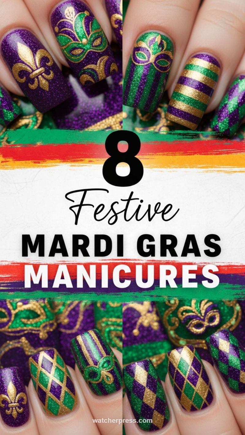 15. 8 Festive Mardi Gras Manicures: Purple, Green, and Gold