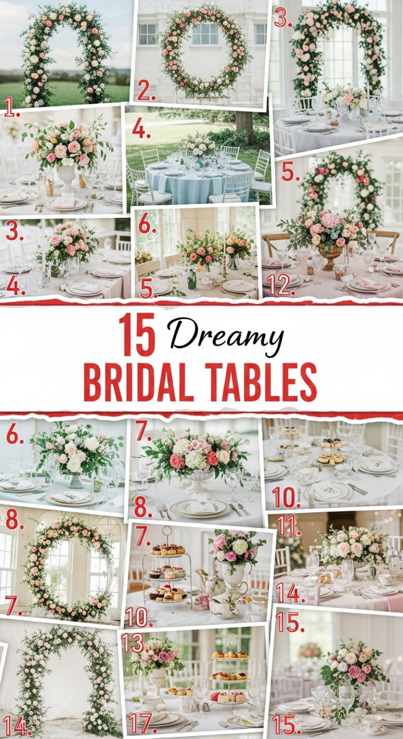 15 Dreamy Bridal Table Decor and Floral Arch Inspirations