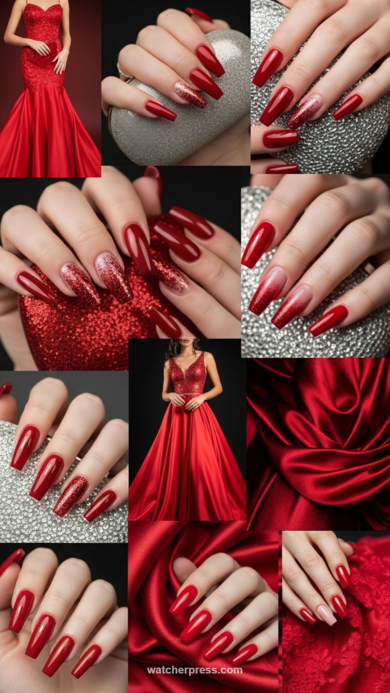 15. Floral Red & Glitter Romance