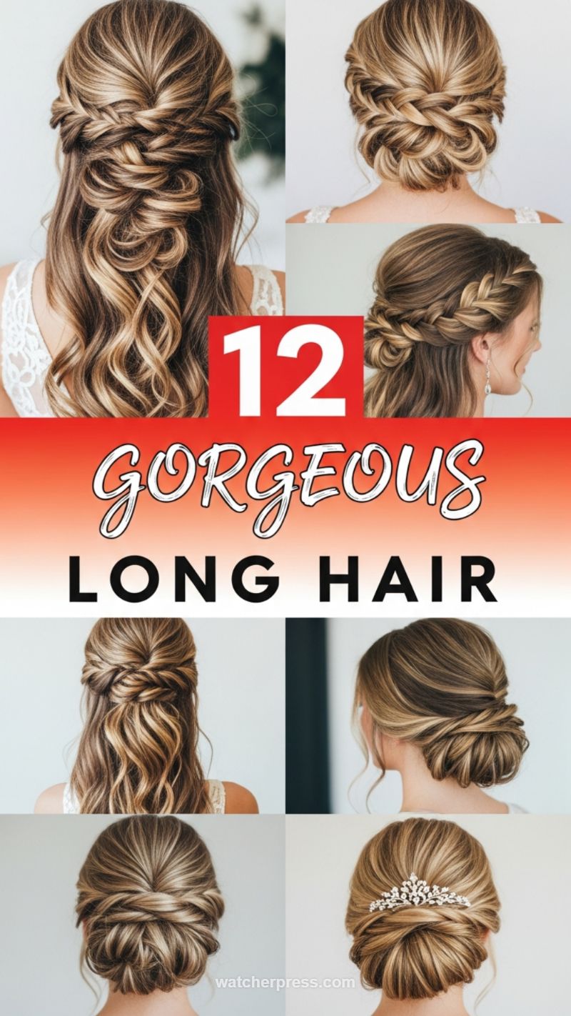 15. Gorgeous Long Hair Updos and Half-Ups