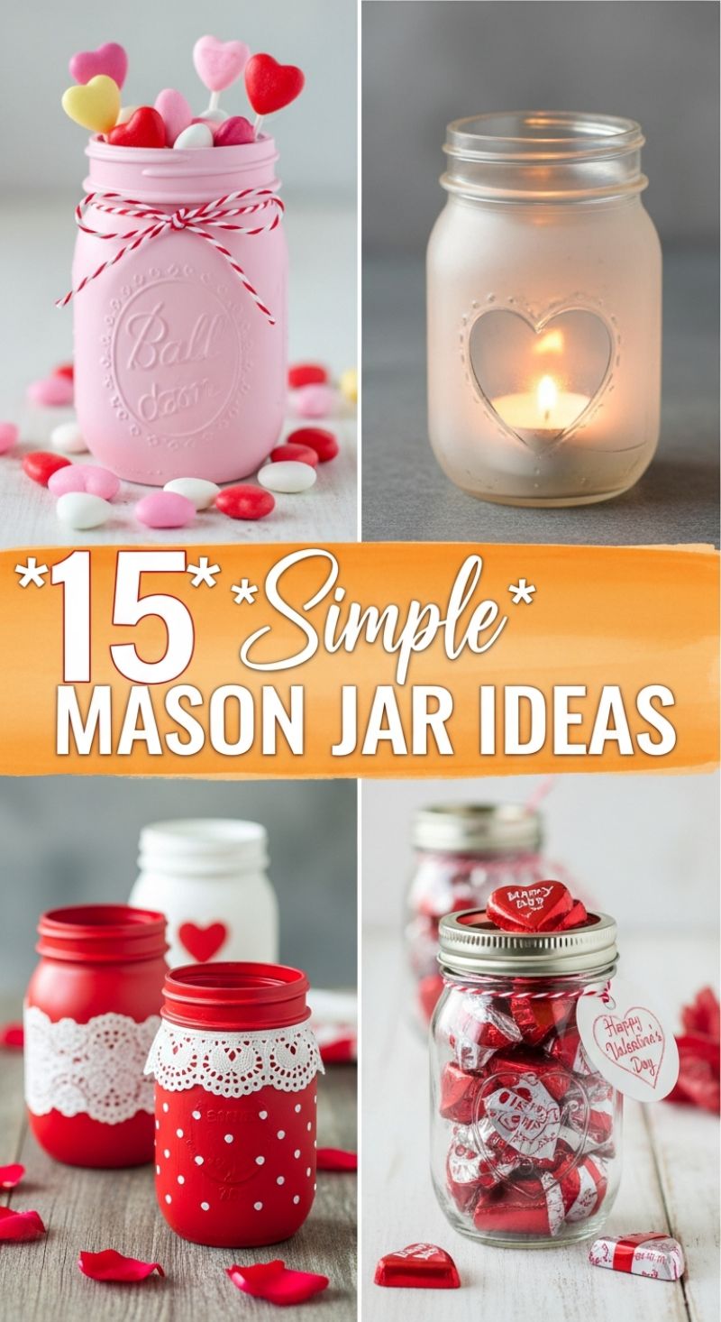 15 Simple Mason Jar Ideas for Last-Minute Valentine's Day Decor