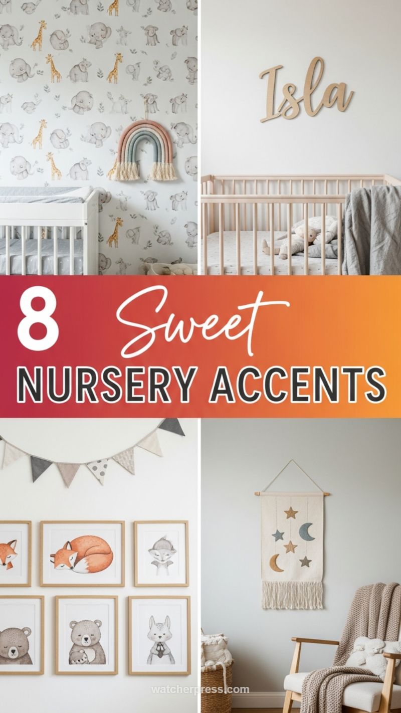 15. Sweet Nursery Accents: Wallpaper and Wooden Names