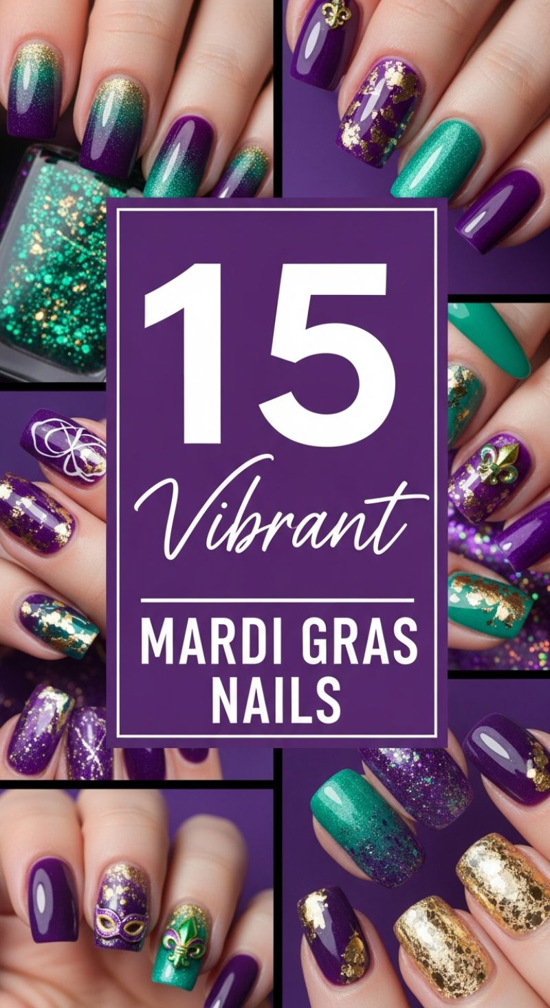 15 Vibrant Mardi Gras Nails