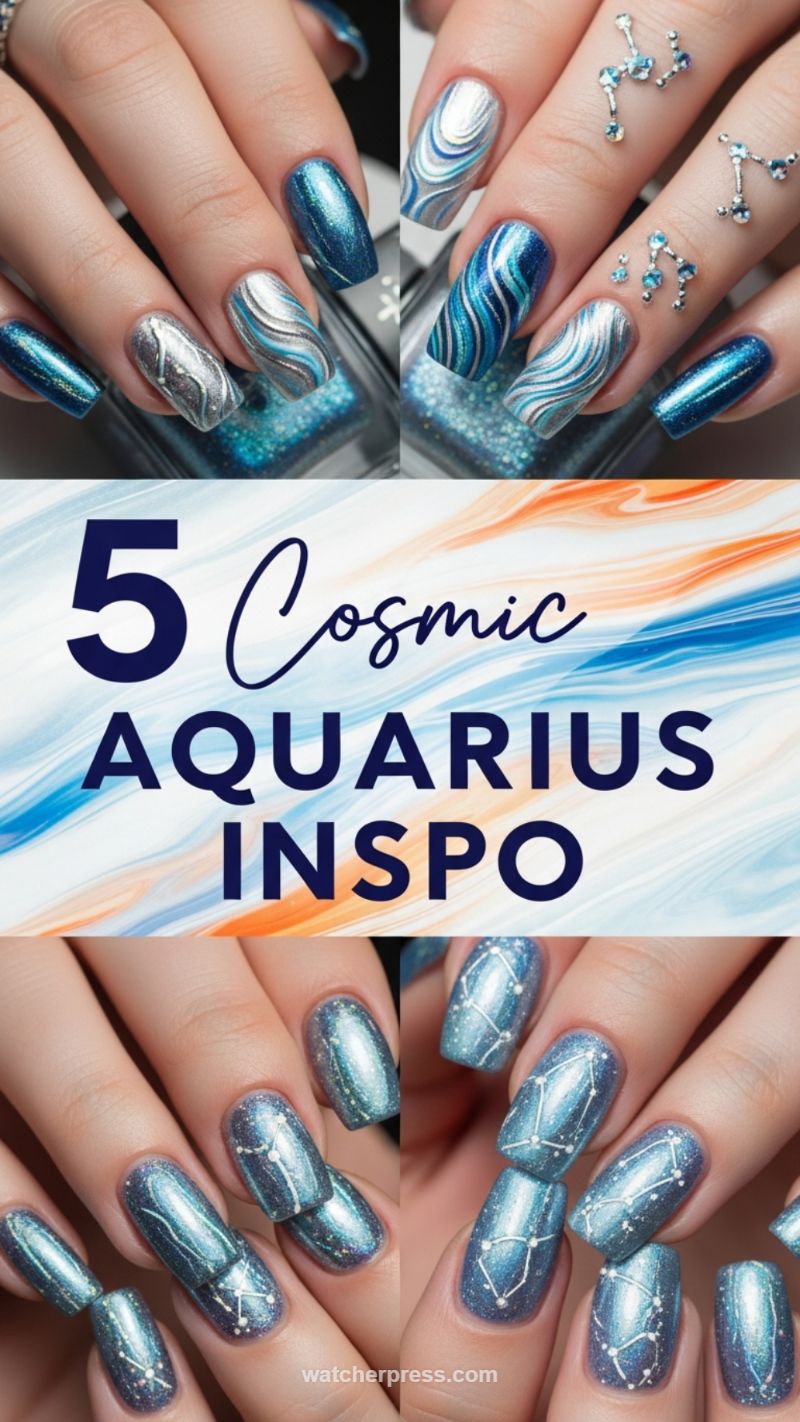 16. Cosmic Aquarius Constellation Manicure