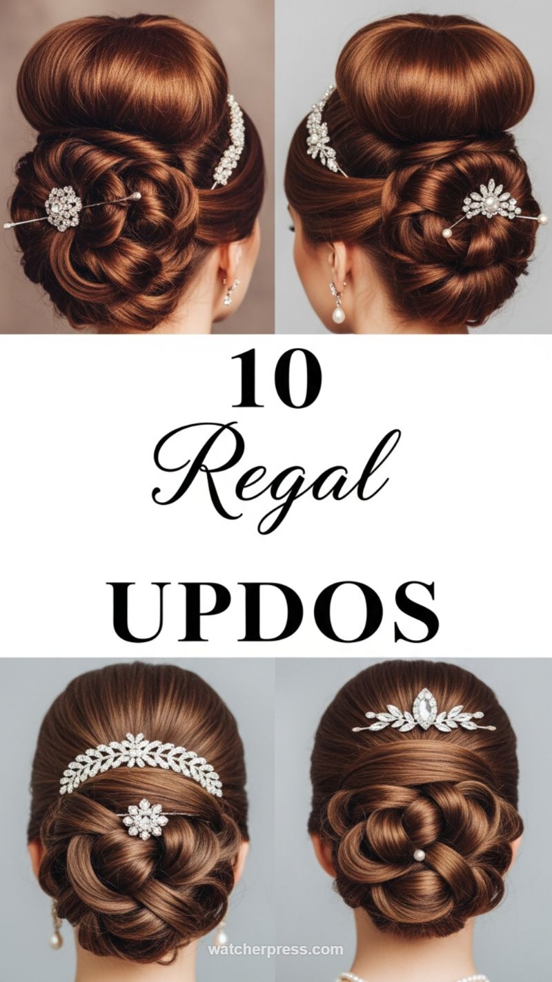 50+ Viral Haircuts: The Ultimate Style Guide for Every Length (Short, Curly, Updos & More) 17. 10 Regal Updos for High Glamour Events