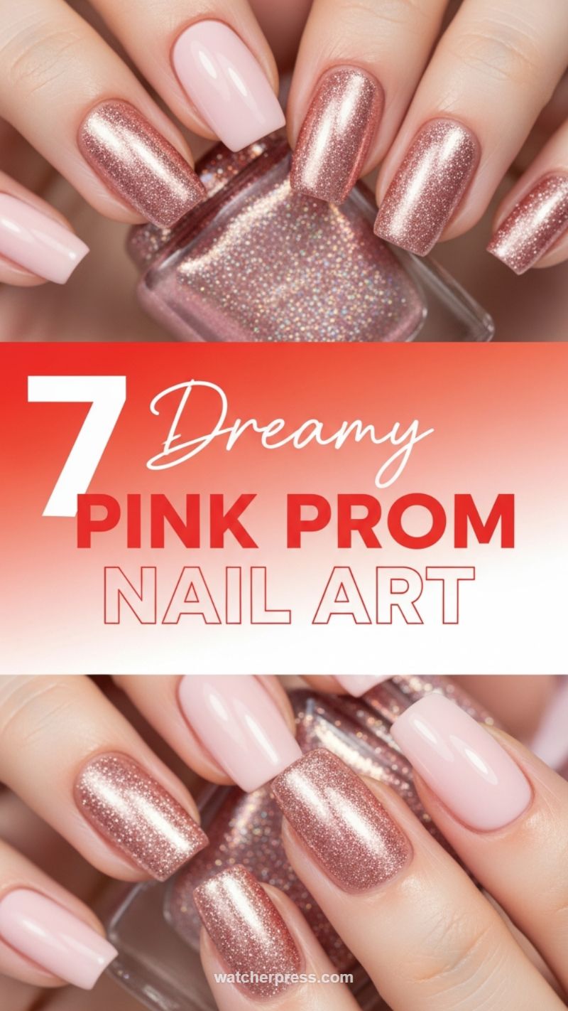 17. 7 Dreamy Pink Prom Nail Art: Subtle Shimmer and Pale Hues