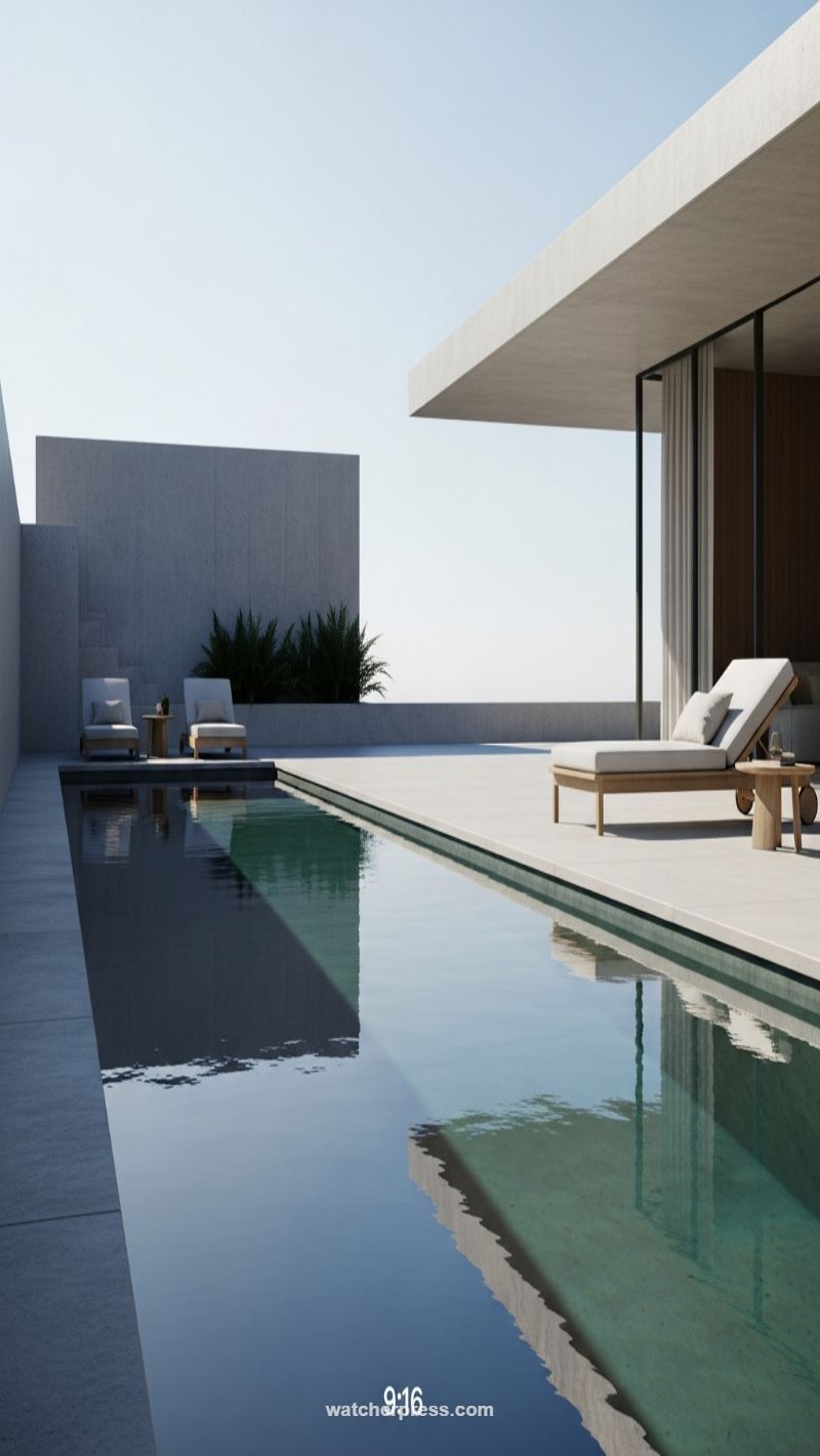 17. Controlled Serenity: Minimalist Poolside Retreat