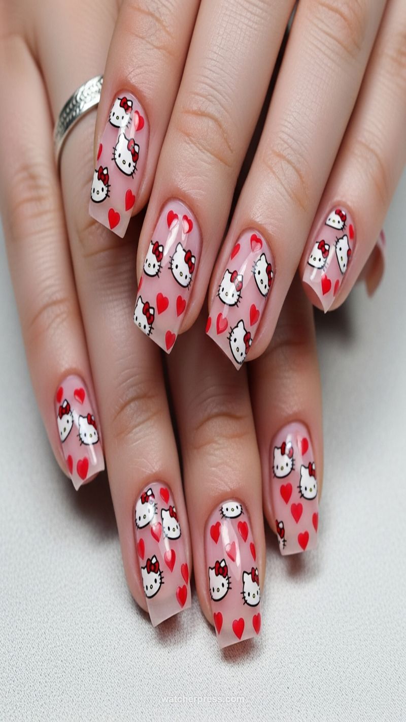 17. Cute Hello Kitty and Heart Decals