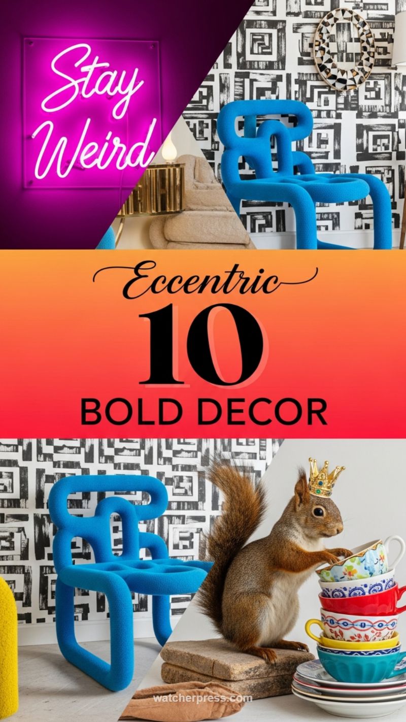 17. Eccentric Bold Decor: Humor and Unexpected Art
