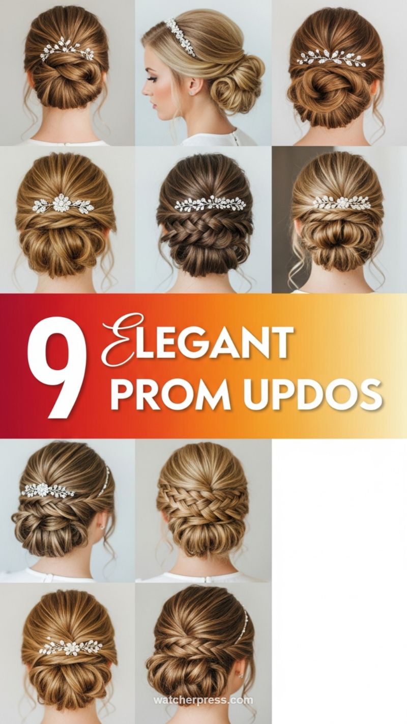 17. Elegant Prom Updos with Sparkling Adornments