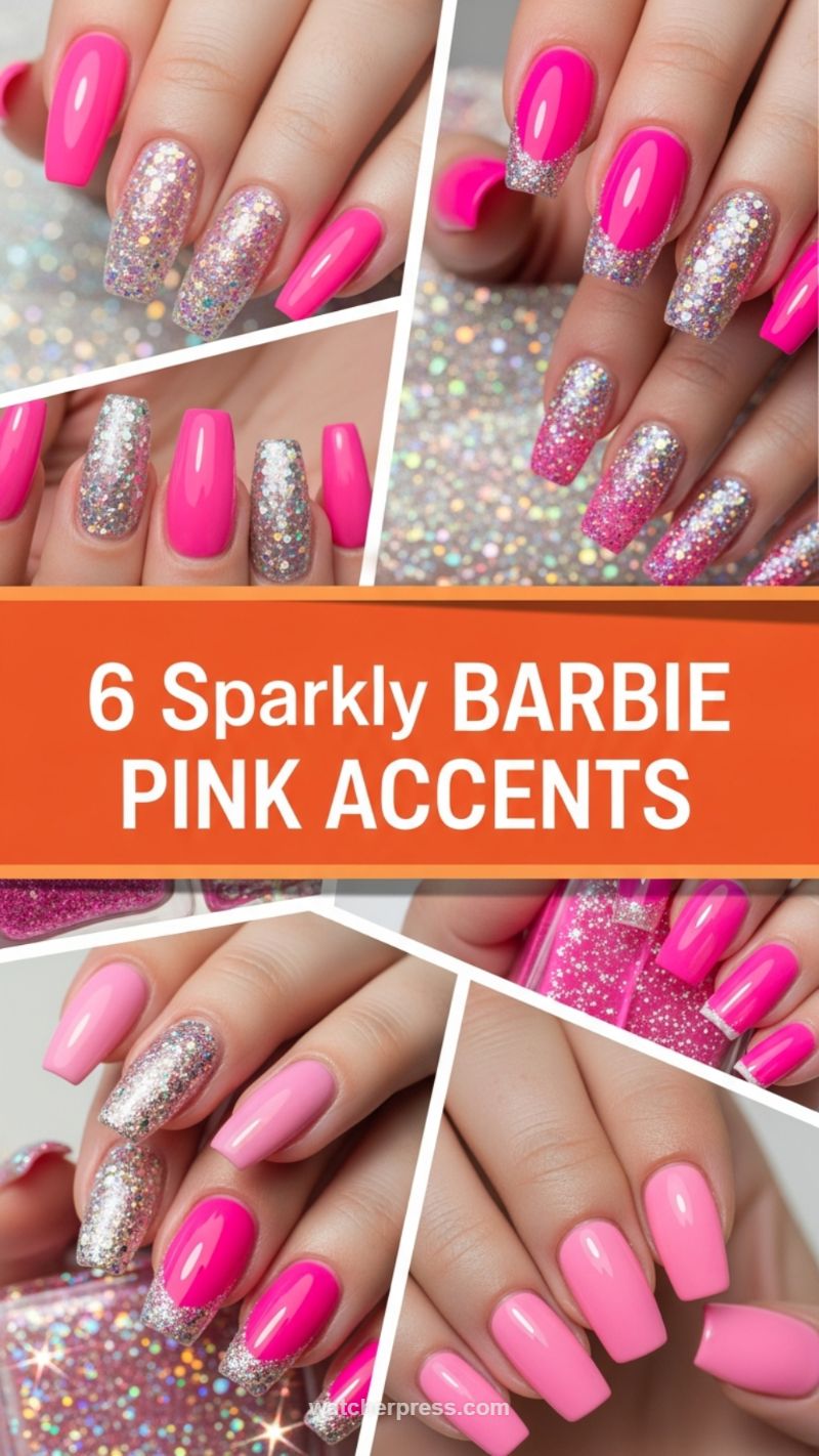 18. 6 Sparkly Barbie Pink Accents