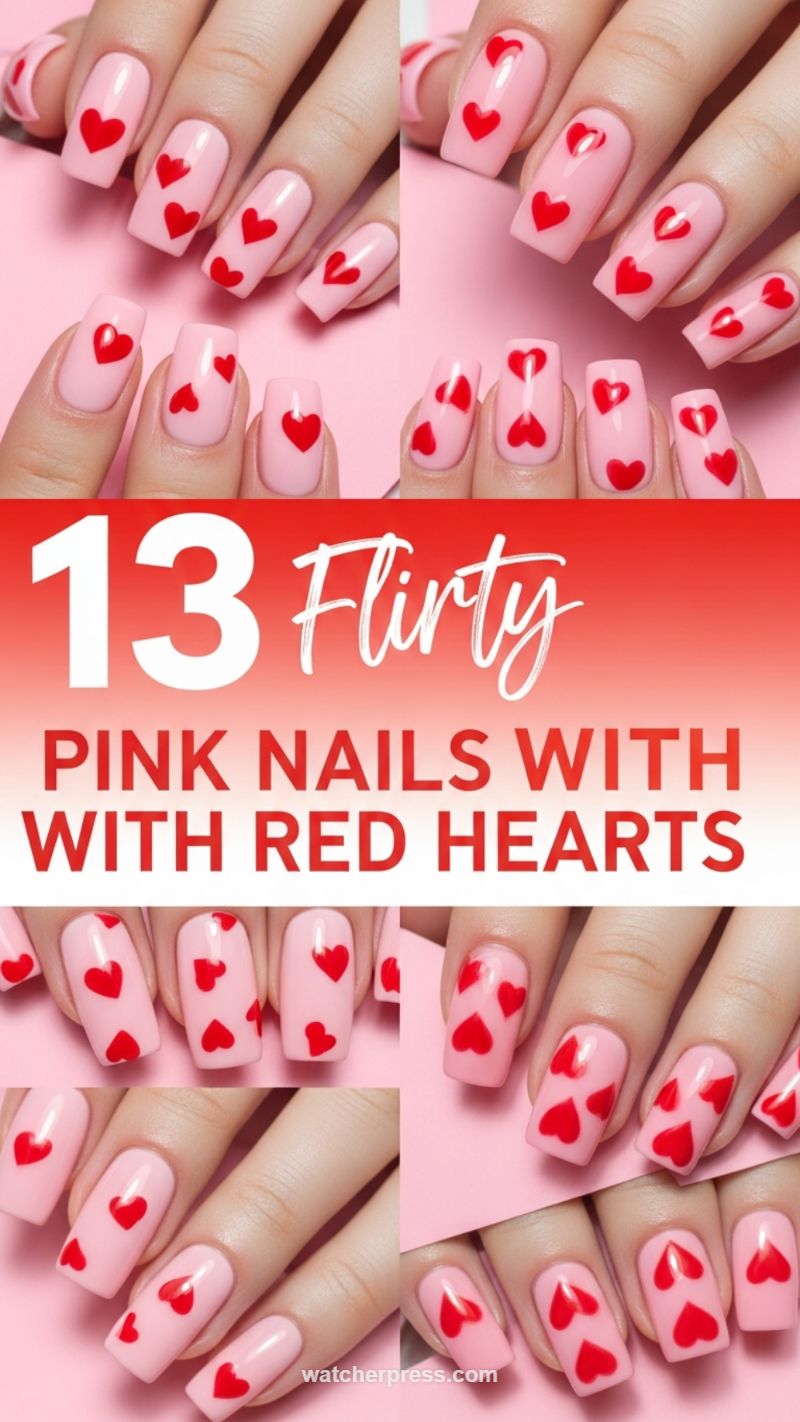 18. Flirty Pink Bases with Scattered Red Hearts