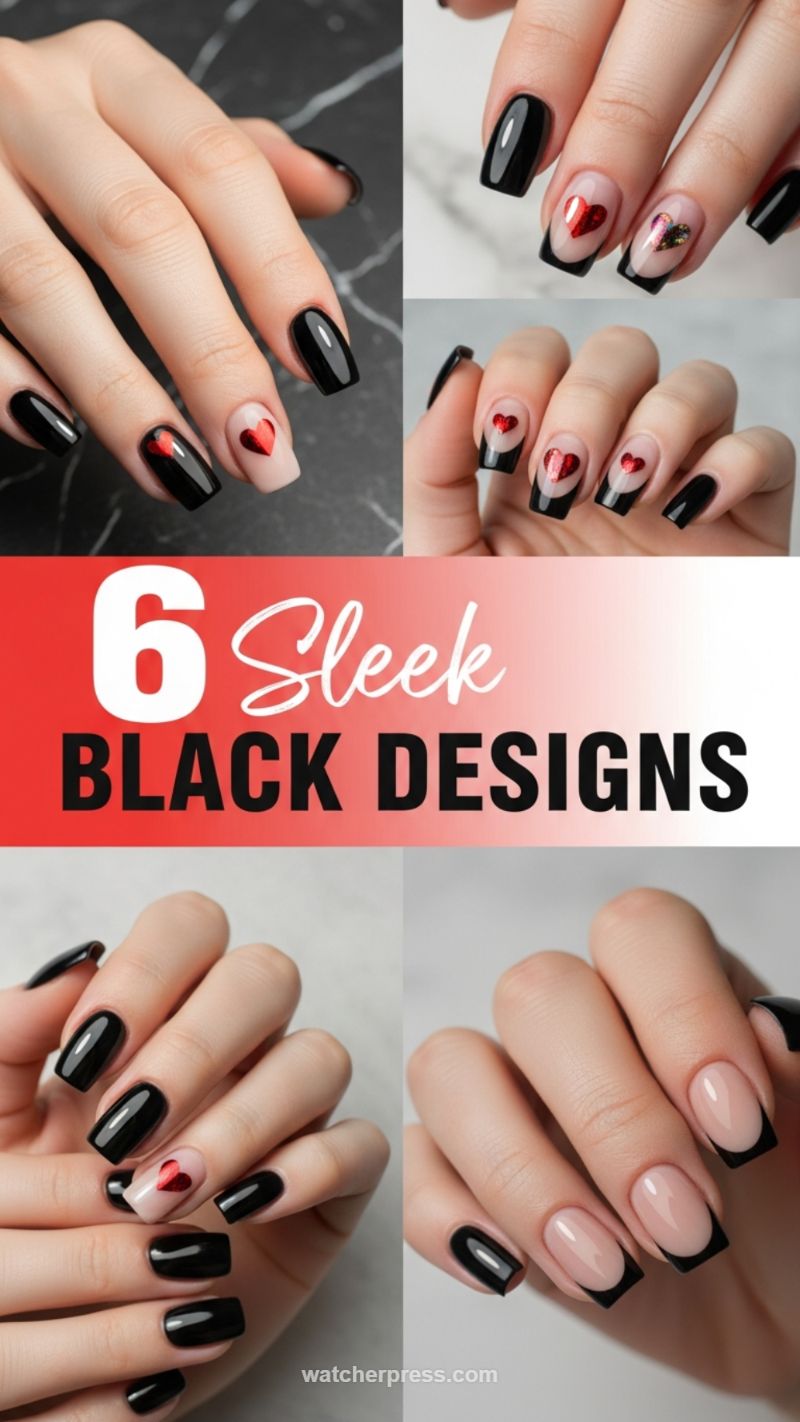 18. Sleek Black French Designs (6 Looks)