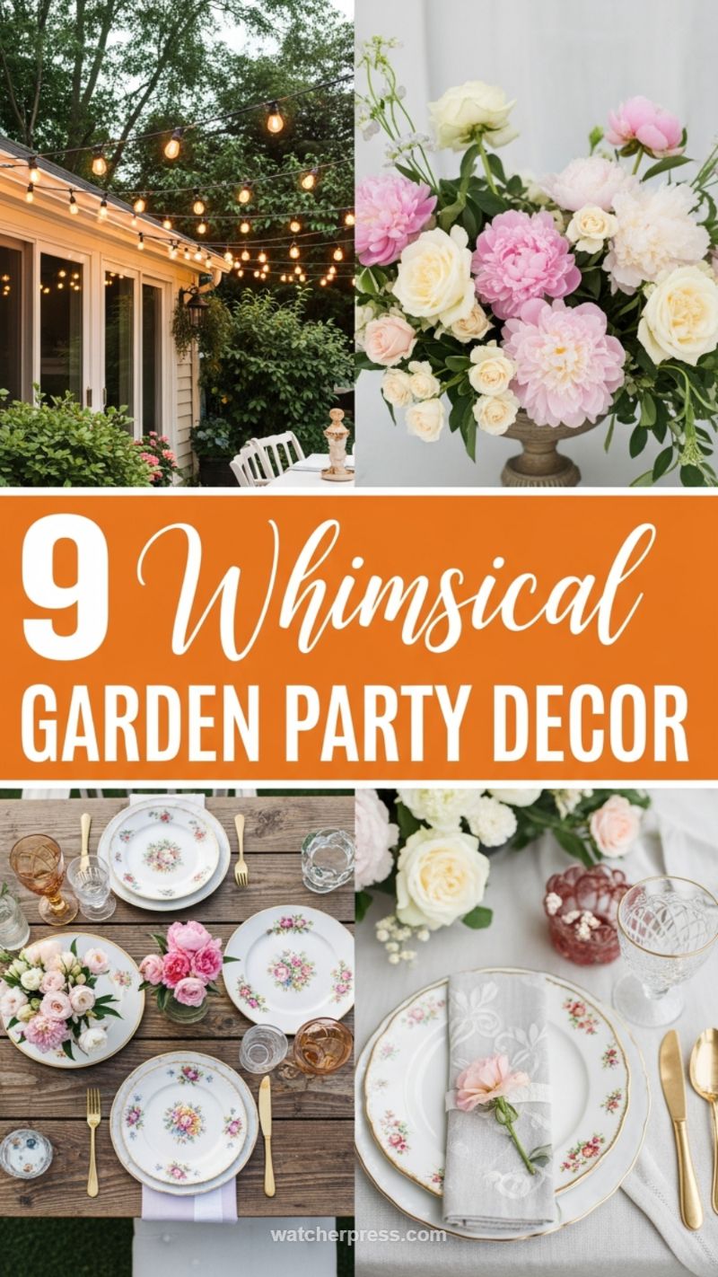 18. Whimsical Outdoor String Lights and Floral Centerpieces