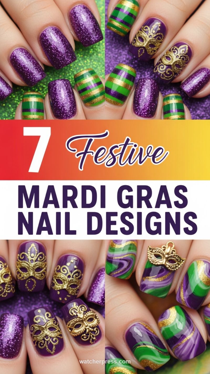 19. Festive Mardi Gras Manicures